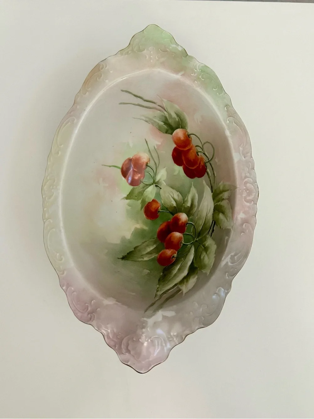 Vintage Wallendar Austria Serving Bowl w/ Cherry Tree Pattern/1884-1909